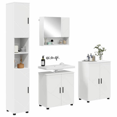 vidaXL Bathroom Furniture Set Wall-mounted 4 pcs White 61 x 35 x 64 cm