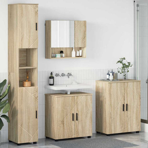 vidaXL Bathroom Furniture Set 4 pcs Sonoma oak 61 x 35 x 64 cm