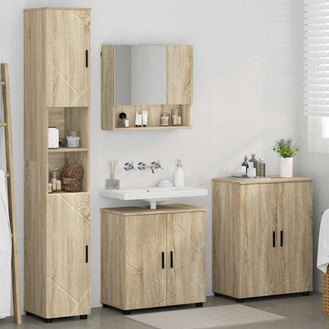 vidaXL Bathroom Furniture Set 4 pcs Sonoma oak 61 x 35 x 64 cm