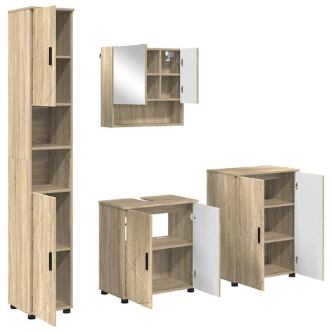 vidaXL Bathroom Furniture Set 4 pcs Sonoma oak 61 x 35 x 64 cm
