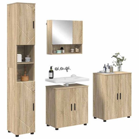 vidaXL Bathroom Furniture Set 4 pcs Sonoma oak 61 x 35 x 64 cm