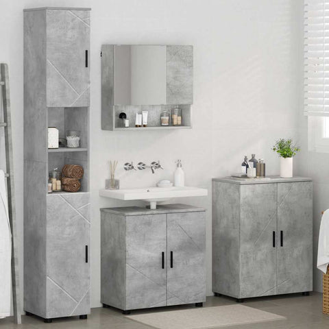vidaXL Bathroom Furniture Set 4 pcs Concrete grey 61 x 35 x 64 cm