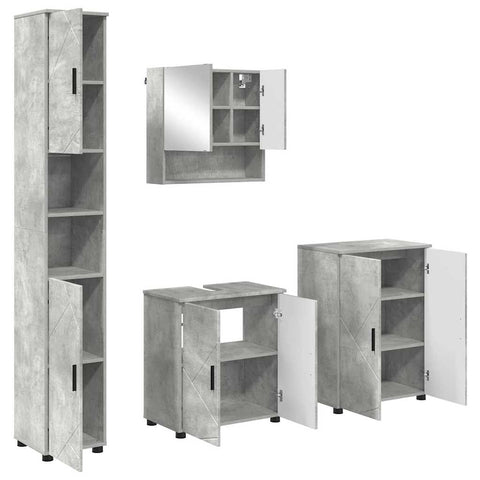 vidaXL Bathroom Furniture Set 4 pcs Concrete grey 61 x 35 x 64 cm