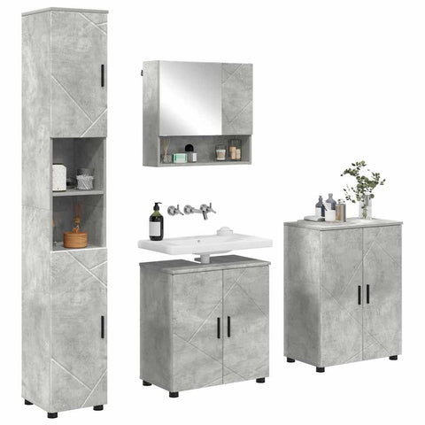 vidaXL Bathroom Furniture Set 4 pcs Concrete grey 61 x 35 x 64 cm