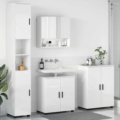 vidaXL Bathroom Furniture Set 4 pcs High gloss white 61 x 35 x 64 cm