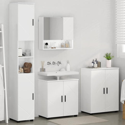 vidaXL Bathroom Furniture Set 4 pcs High gloss white 61 x 35 x 64 cm