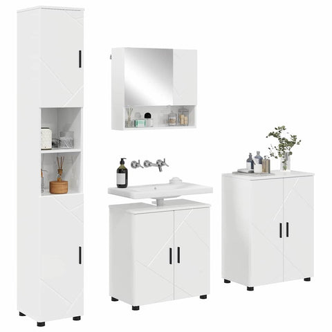 vidaXL Bathroom Furniture Set 4 pcs High gloss white 61 x 35 x 64 cm