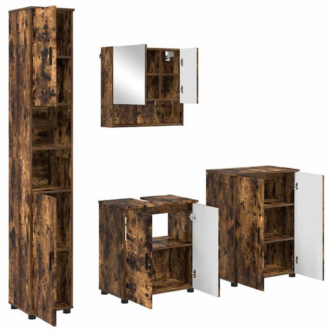 vidaXL Bathroom Furniture Set 4 pcs Smoked oak 61 x 35 x 64 cm