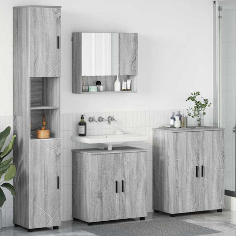 vidaXL Bathroom Furniture Set 4 pcs Grey sonoma 61 x 35 x 64 cm