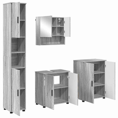 vidaXL Bathroom Furniture Set 4 pcs Grey sonoma 61 x 35 x 64 cm
