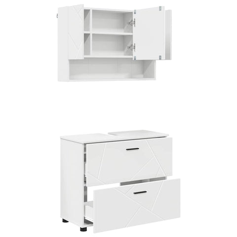 vidaXL Bathroom Furniture Set with Shelf 2 pcs White 76.5 x 35 x 64 cm