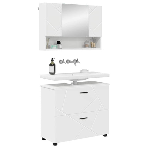 vidaXL Bathroom Furniture Set with Shelf 2 pcs White 76.5 x 35 x 64 cm