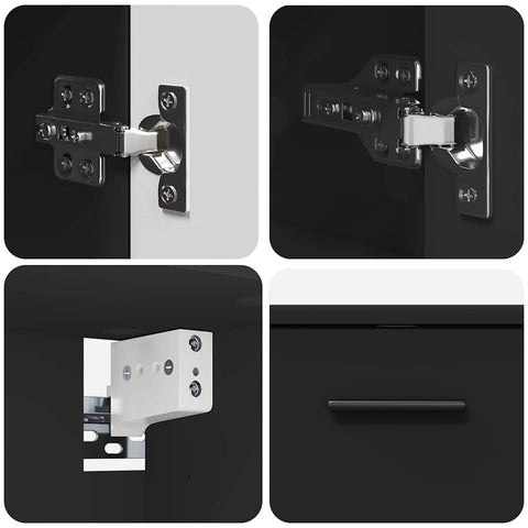 vidaXL Bathroom Furniture Set with Shelf 2 pcs Black 76.5 x 35 x 64 cm