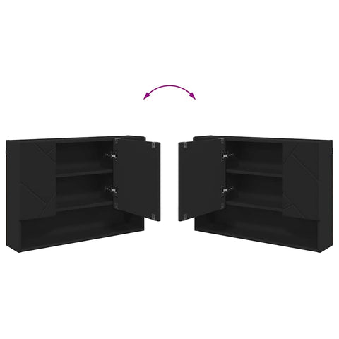 vidaXL Bathroom Furniture Set with Shelf 2 pcs Black 76.5 x 35 x 64 cm