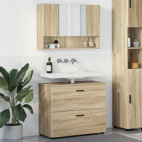 vidaXL Bathroom Furniture Set 2 pcs Sonoma oak 76.5 x 35 x 64 cm