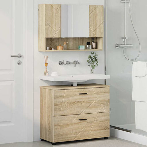 vidaXL Bathroom Furniture Set 2 pcs Sonoma oak 76.5 x 35 x 64 cm