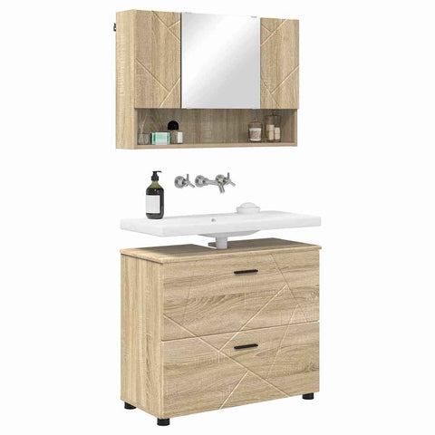 vidaXL Bathroom Furniture Set 2 pcs Sonoma oak 76.5 x 35 x 64 cm