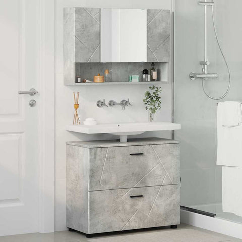 vidaXL Bathroom Furniture Set 2 pcs Concrete grey 76.5 x 35 x 64 cm