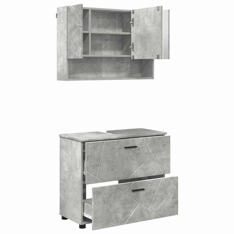 vidaXL Bathroom Furniture Set 2 pcs Concrete grey 76.5 x 35 x 64 cm