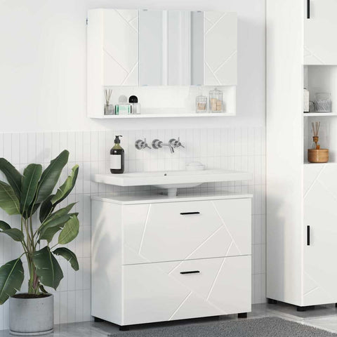 vidaXL Bathroom Furniture Set 2 pcs High gloss white 76.5 x 35 x 64 cm