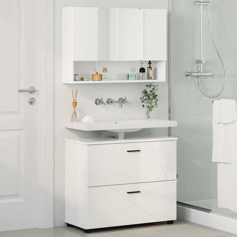 vidaXL Bathroom Furniture Set 2 pcs High gloss white 76.5 x 35 x 64 cm