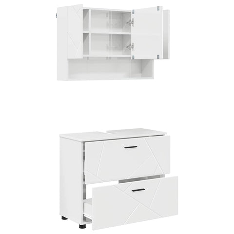 vidaXL Bathroom Furniture Set 2 pcs High gloss white 76.5 x 35 x 64 cm