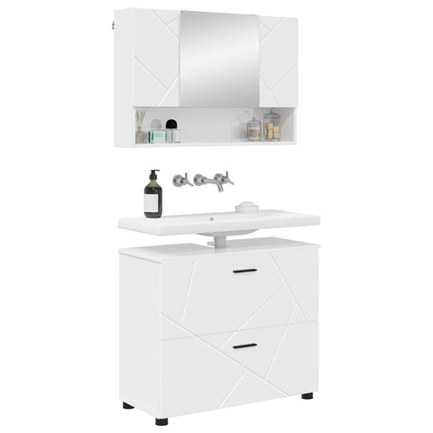 vidaXL Bathroom Furniture Set 2 pcs High gloss white 76.5 x 35 x 64 cm