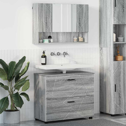 vidaXL Bathroom Furniture Set 2 pcs Grey sonoma 76.5 x 35 x 64 cm