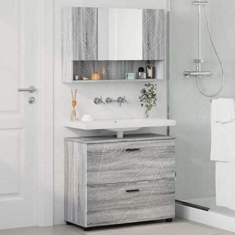 vidaXL Bathroom Furniture Set 2 pcs Grey sonoma 76.5 x 35 x 64 cm
