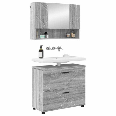 vidaXL Bathroom Furniture Set 2 pcs Grey sonoma 76.5 x 35 x 64 cm