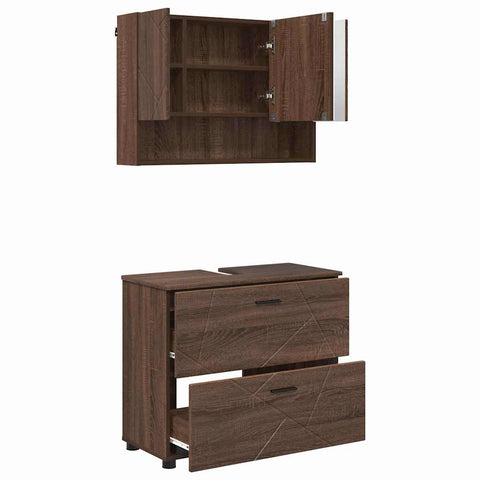 vidaXL Bathroom Furniture Set 2 pcs Brown oak 76.5 x 35 x 64 cm