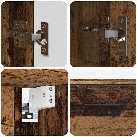 vidaXL Bathroom Furniture Set 2 pcs Old wood 76.5 x 35 x 64 cm