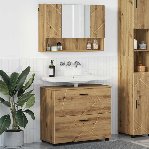 vidaXL Bathroom Furniture Set 2 pcs Artisan oak 76.5 x 35 x 64 cm