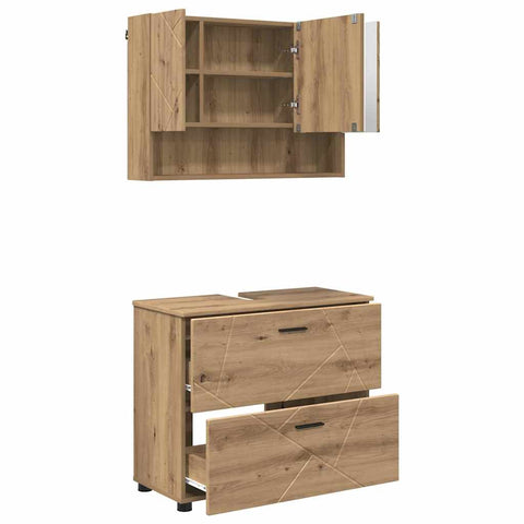 vidaXL Bathroom Furniture Set 2 pcs Artisan oak 76.5 x 35 x 64 cm