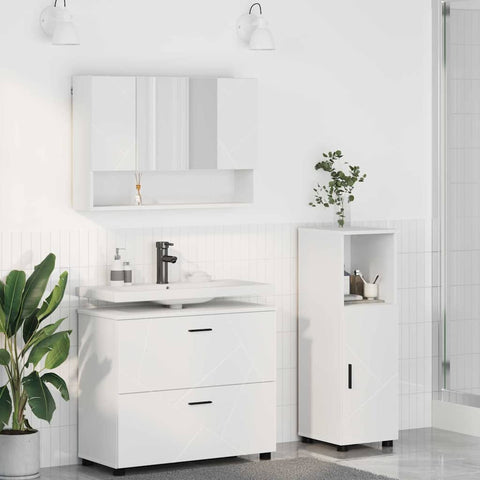 vidaXL Bathroom Furniture Set with Shelf 3 pcs White 76.5 x 35 x 64 cm