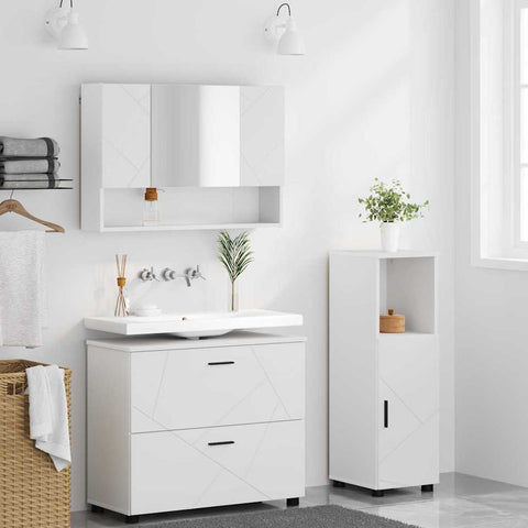 vidaXL Bathroom Furniture Set with Shelf 3 pcs White 76.5 x 35 x 64 cm