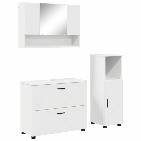 vidaXL Bathroom Furniture Set with Shelf 3 pcs White 76.5 x 35 x 64 cm