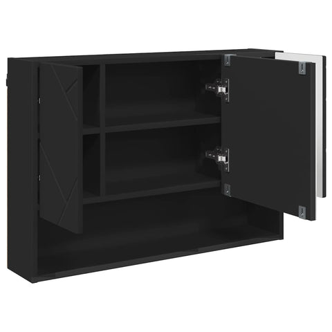 vidaXL Bathroom Furniture Set with Shelf 3 pcs Black 76.5 x 35 x 64 cm