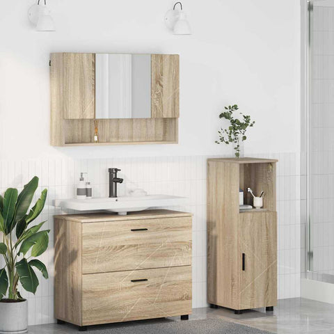 vidaXL Bathroom Furniture Set 3 pcs Sonoma oak 76.5 x 35 x 64 cm