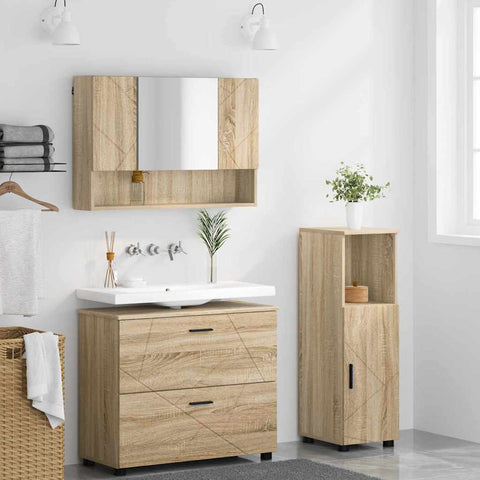 vidaXL Bathroom Furniture Set 3 pcs Sonoma oak 76.5 x 35 x 64 cm