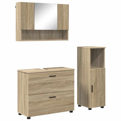 vidaXL Bathroom Furniture Set 3 pcs Sonoma oak 76.5 x 35 x 64 cm