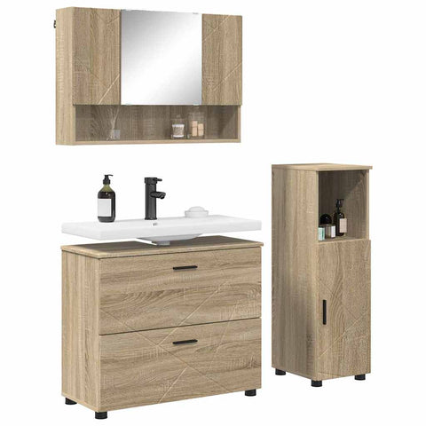 vidaXL Bathroom Furniture Set 3 pcs Sonoma oak 76.5 x 35 x 64 cm