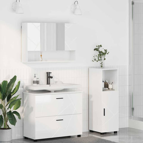 vidaXL Bathroom Furniture Set 3 pcs High gloss white 76.5 x 35 x 64 cm