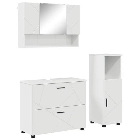 vidaXL Bathroom Furniture Set 3 pcs High gloss white 76.5 x 35 x 64 cm