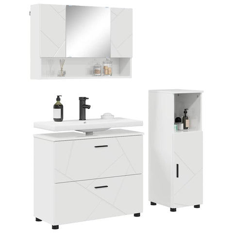 vidaXL Bathroom Furniture Set 3 pcs High gloss white 76.5 x 35 x 64 cm