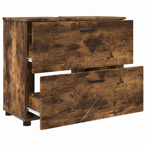 vidaXL Bathroom Furniture Set with Drawer with Shelf 3 pcs Smoked Oak