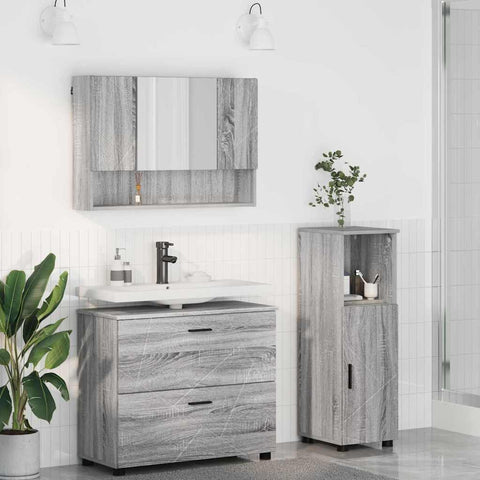 vidaXL Bathroom Furniture Set 3 pcs Grey sonoma 76.5 x 35 x 64 cm