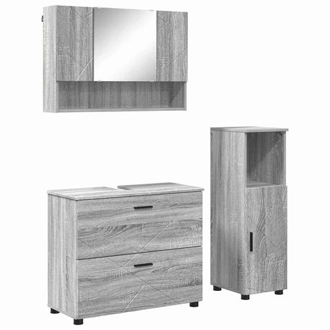 vidaXL Bathroom Furniture Set 3 pcs Grey sonoma 76.5 x 35 x 64 cm