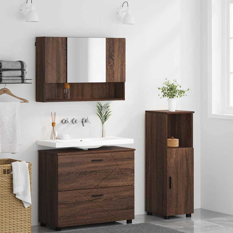 vidaXL Bathroom Furniture Set 3 pcs Brown oak 76.5 x 35 x 64 cm
