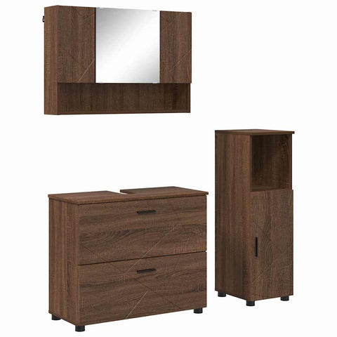 vidaXL Bathroom Furniture Set 3 pcs Brown oak 76.5 x 35 x 64 cm